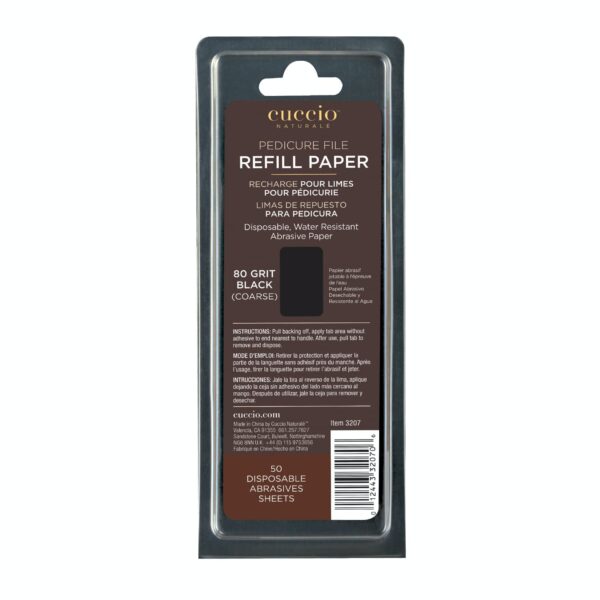 Stainless Steel Pedicure File Abrasive Paper Refill (Black 80 grit) 50 Pack